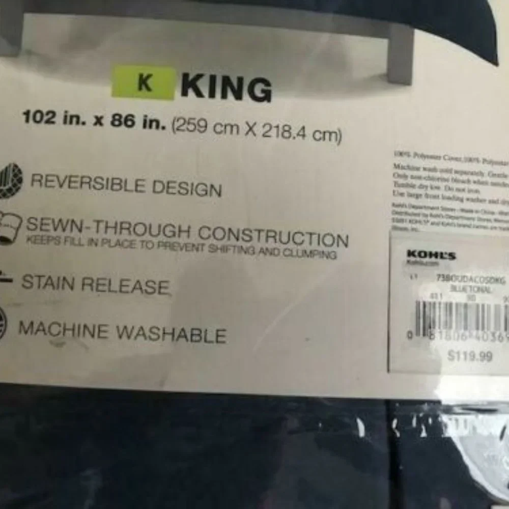 NIP BLUE DOWN ALTERNATIVE KING COMFORTER